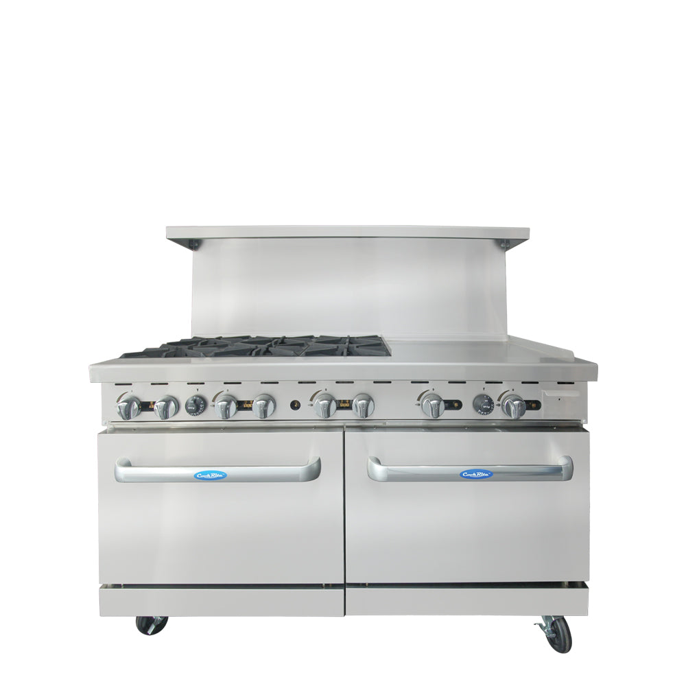 AGR-6B24G — 60″ Gas Range with Six (6) Open Burners & 24″ Griddle