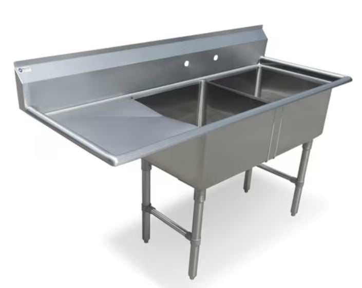 18 Gauge Stainless Steel Sink with 18 - Drainboard On Left  - SWS2C162012- 18L-318 - 25.5