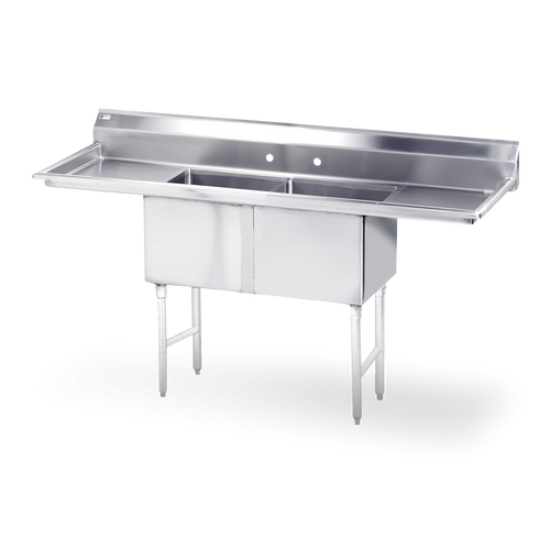 18 ga Stainless Steel Sink with Two 18 - Drainboards - SWS2C162012- 18LR-318 - 255x68x4375