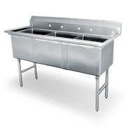 18 ga Stainless Steel Three Compartment Sink - SWS3C162012-318 - 255x53x4375