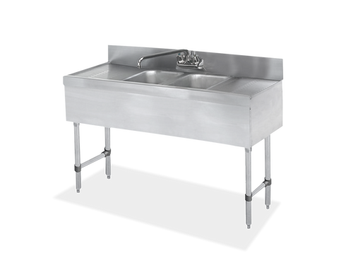 18 ga Two Compartment Stainless Steel Underbar Sink - SWBAR2B48-LR - 48x1875x33