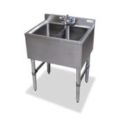 18 ga Two Compartment Stainless Steel Underbar Sink - SWBAR2B26 - 26x1875x33