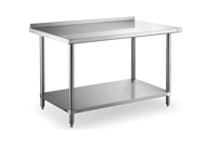 Steelworks 18 ga SS Worktable with Splash Guard 30-12 SWWTS-3012-2R-318 - 30x12x34