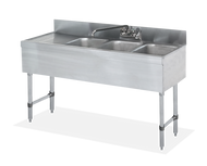 18 ga Three Compartment Stainless Steel Underbar Dump Sink - SWBAR3B48-L - 48x1875x33