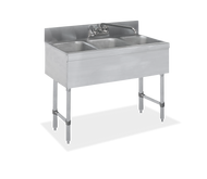 18 ga Three Compartment Stainless Steel Underbar Dump Sink - SWBAR3B38 - 38x1875x33