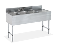 18 ga Three Compartment Stainless Steel Underbar Dump Sink - SWBAR3B48-R - 48x1875x33