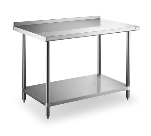 Steelworks 18 ga SS Worktable with Splash Guard 24-24 - SWWTS-2424-2R-318 - 24x24x34