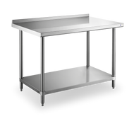 Steelworks 18 ga SS Worktable with Splash Guard 24-30 SWWTS-2430-2R-318 - 24x30x34