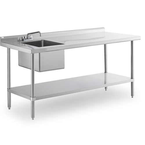 Steelworks 16 ga SS Worktable with Sink on Left -SWSTM-3060WS-L-316 - 30x72x355