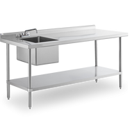 Steelworks 16 ga SS Worktable with Sink on Left -SWSTM-3048WS-L-316 - 30x48x355