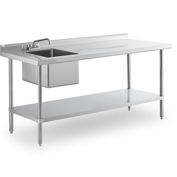 Steelworks 16 ga SS Worktable with Sink on Left -SWSTM-3060WS-L-316 - 30x72x355