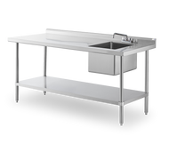 Steelworks 16 ga SS Worktable with Sink on Right -SWSTM-3072WS-R-316 - 30x72x355