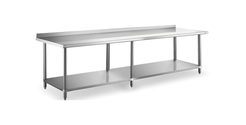 Steelworks 18 ga SS Worktable with Splash Guard 24-84 SWWTS-2484-2R-318 - 24x84x34