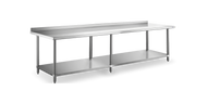 Steelworks 18 ga SS Worktable with Splash Guard 30-84 SWWTS-3084-2R-318 - 24x84x34